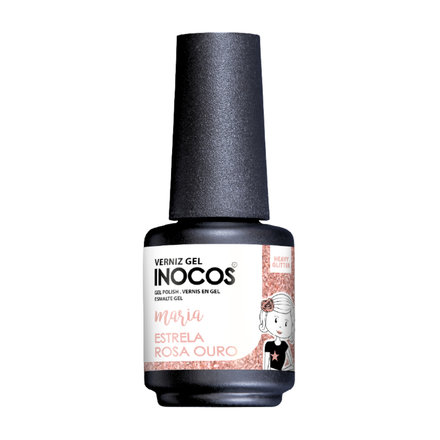 Verniz Gel Maria Estrela Rosa Ouro 15ml - Inocos