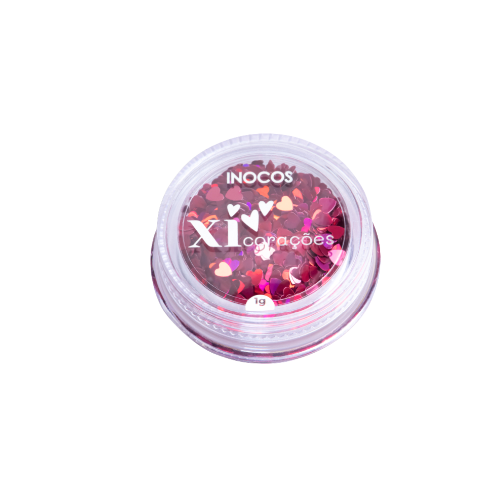 Glitter Xi-Coração Rosa 1g - Inocos