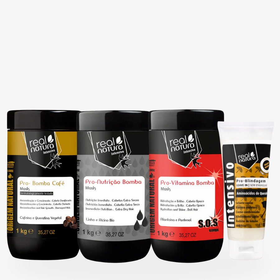 Kit Real Natura Sem Sal Pro Quando Seu Cabelo Está Poroso, Elástico ou Quebradiço