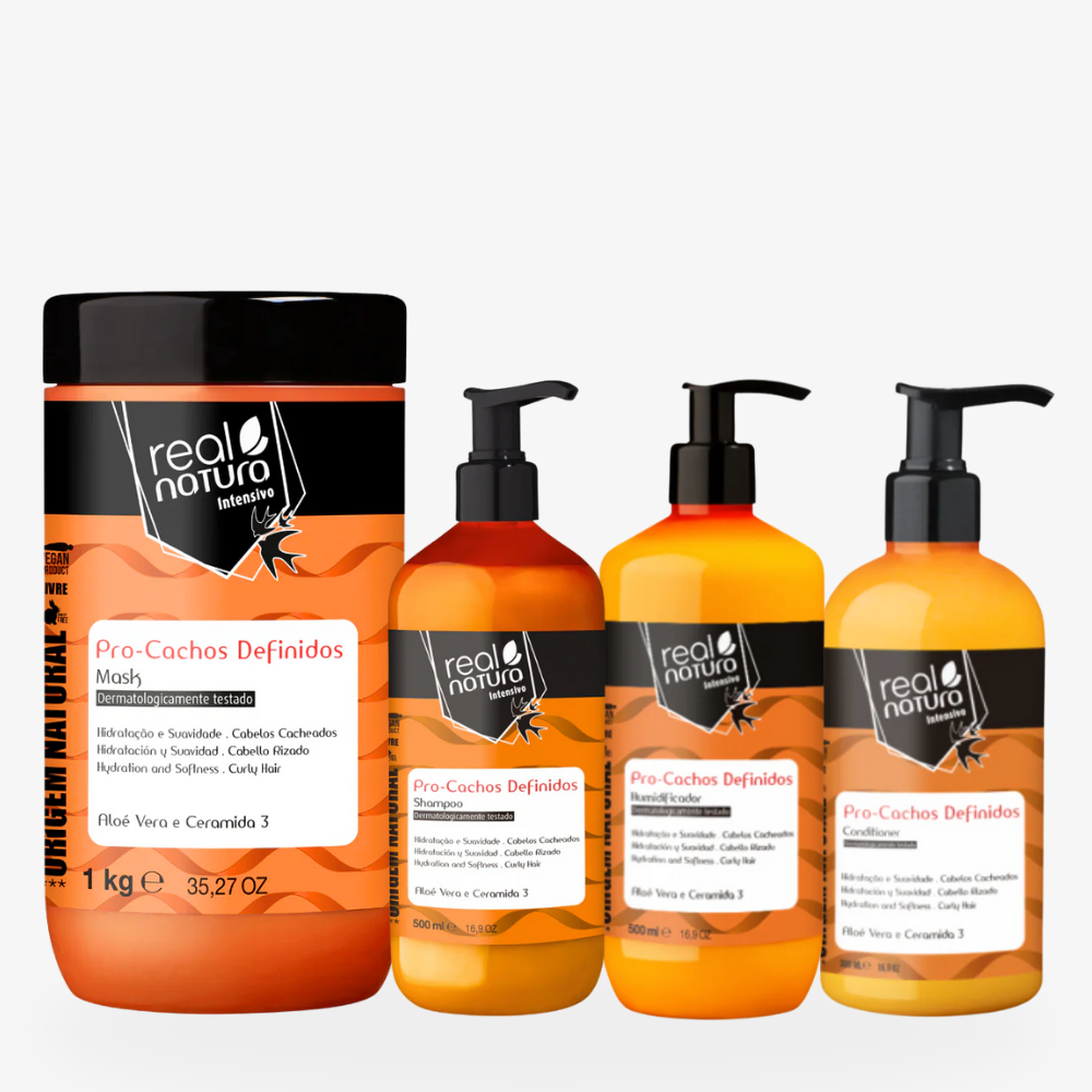 Kit Real Natura Pro-Cachos Definidos Para Cachos Secos que Precisam de Umidade Sem Embaciar