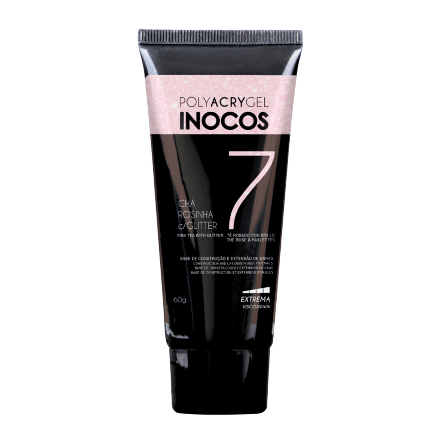 Polyacrygel Bisnaga Chá Rosinha Glitter 60g - Inocos