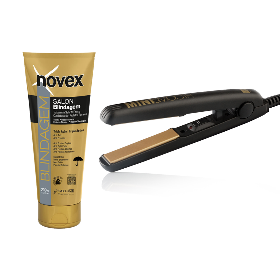 Novex Kit Blindagem Capilar 200g + Mini Prancha de Cabelo (2 produtos)