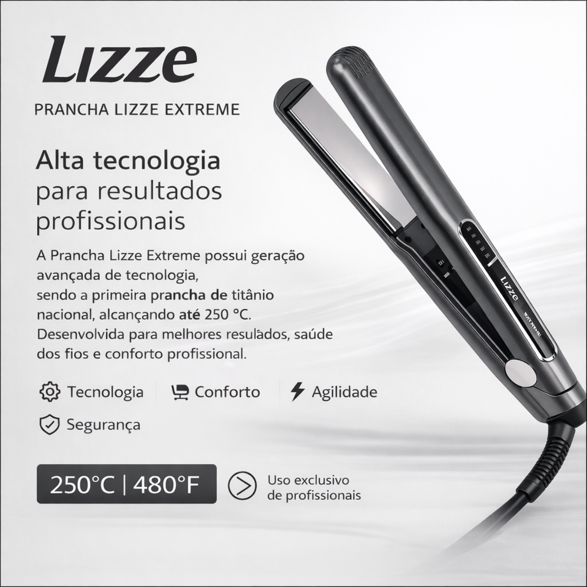 Prancha Lizze Extreme Titânio 250°C