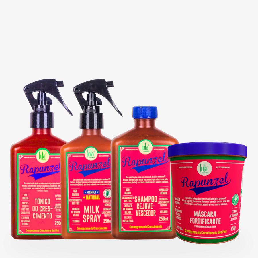 Kit Lola Rapunzel Rotina Completa para Fios Resistentes e Brilhantes
