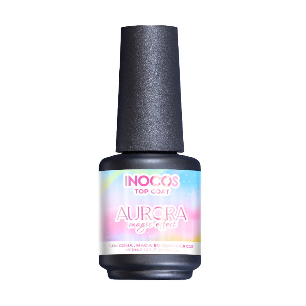 Gel Top Coat Aurora Magic Effect 15ml - Inocos