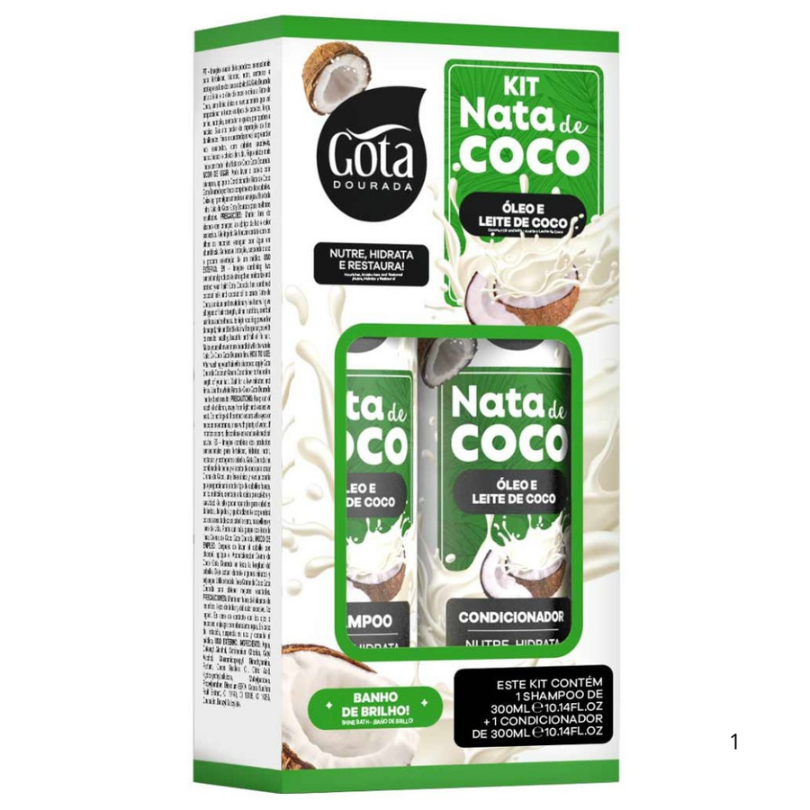 Gota Dourada - Kit Shampoo + Cndicionador Nata de Coco 300ml