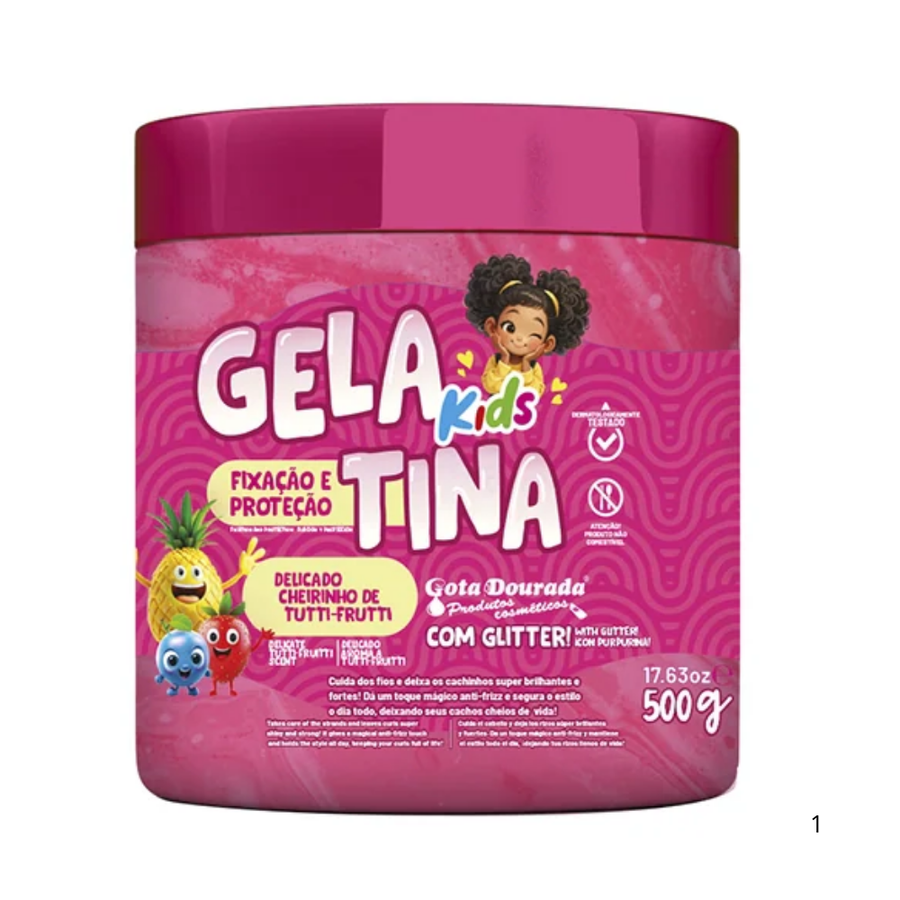 GotaDourado-Gelatina Capilar Kids Tutti-Fruti -Fixaçao e Proteçao 500gr