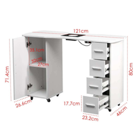 Professional Manicure Table 120cm with Built-in 60W Filtered Dust Collector White