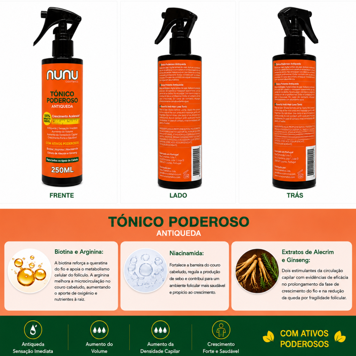 Nunu Cosmetics - Tónico Poderoso Antiqueda 250ml