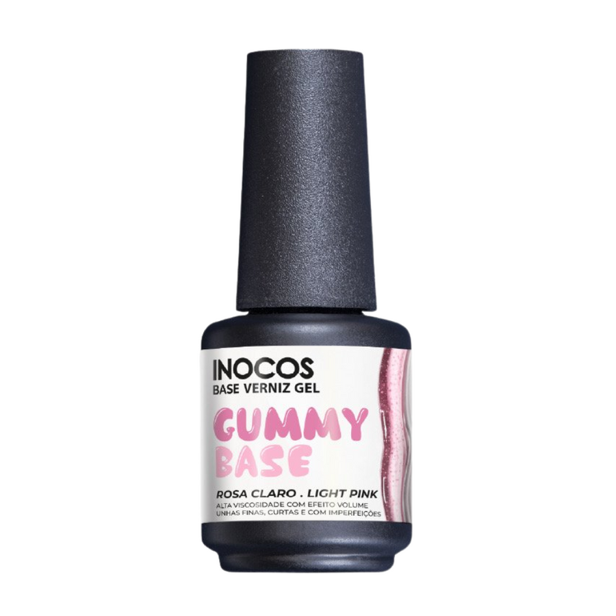 Verniz Gel Gummy Base Rosa Claro 15ml - Inocos