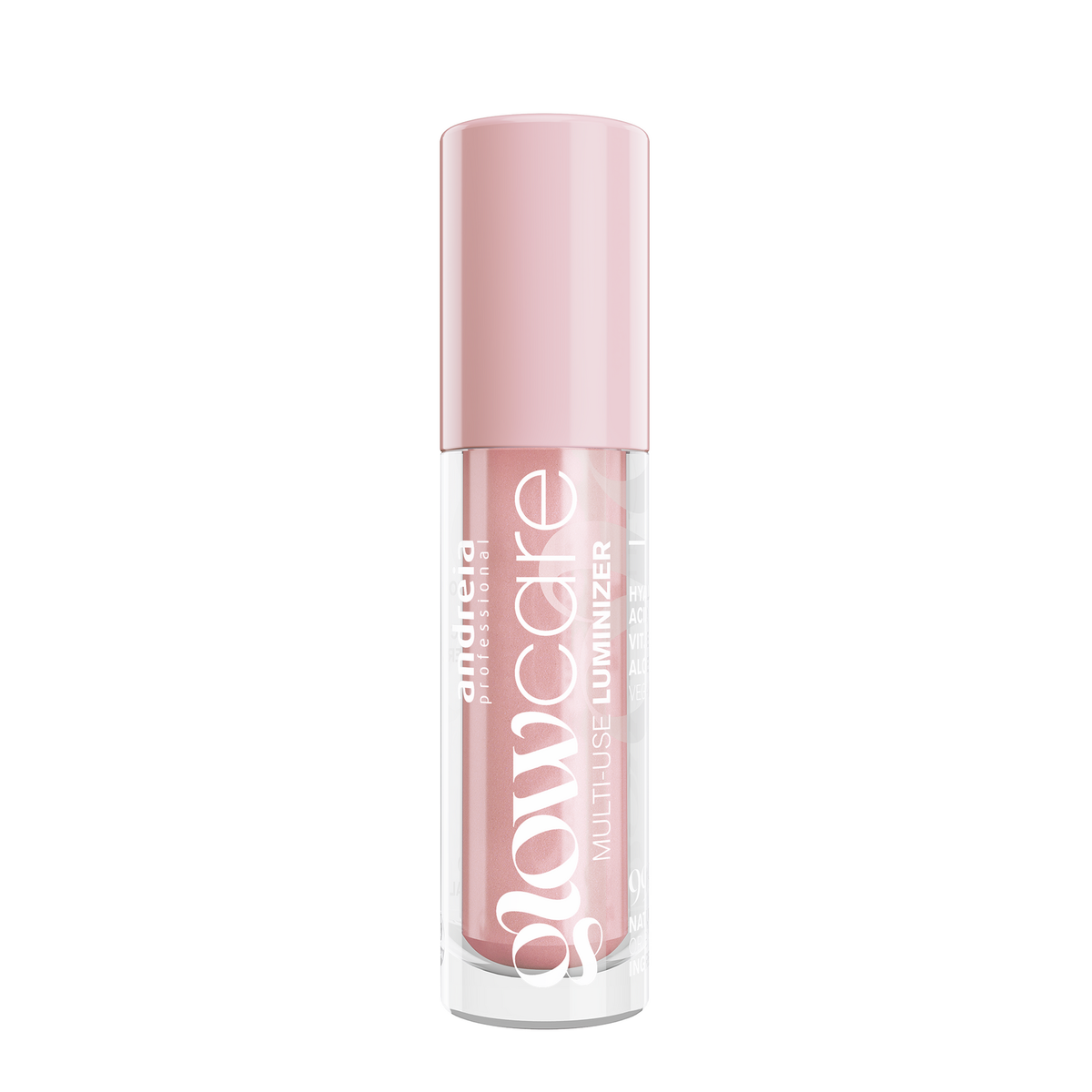 Iluminador Andreia Glow Care 08 Rose Beam 4 g — embalagem sobre fundo branco
