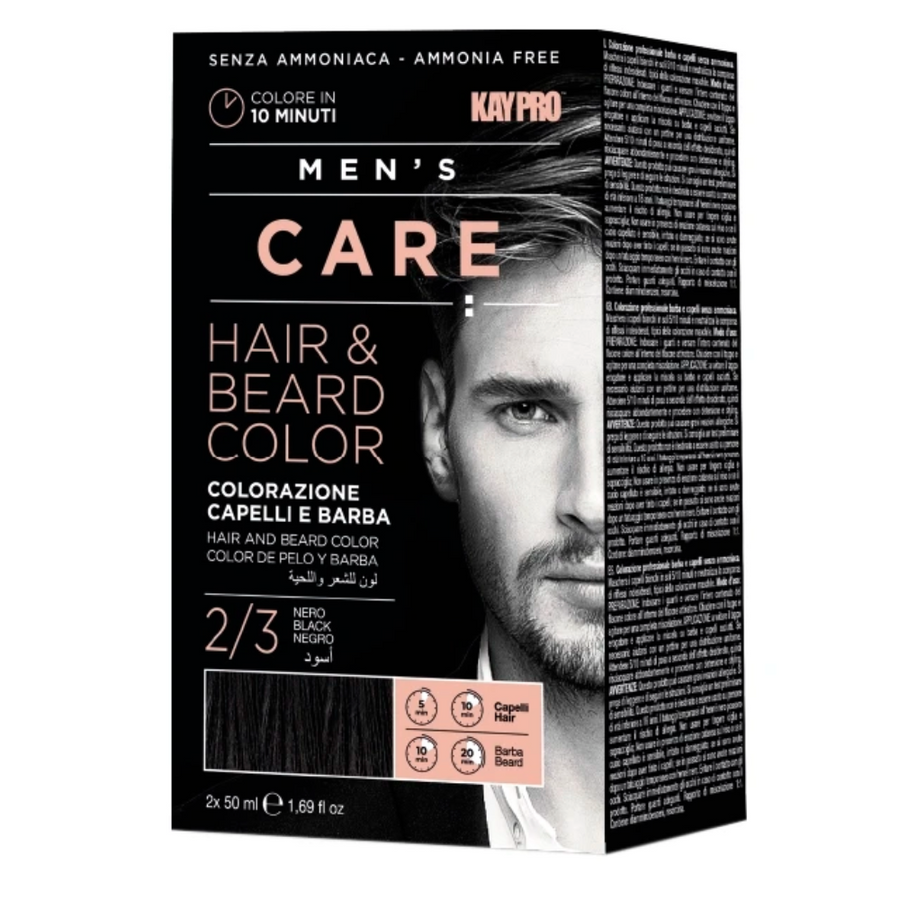 Kit Coloração Cabelo e Barba Men´s Care Preto 2/3 - Kaypro