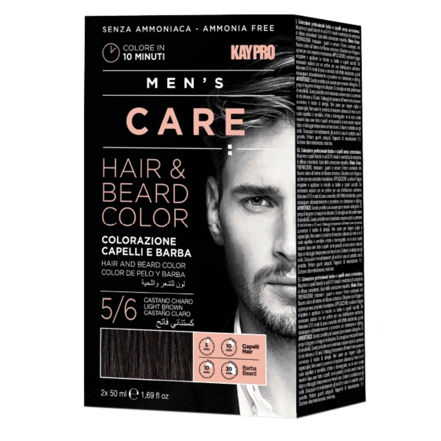 Kit Coloração Cabelo e Barba Men´s Care Castanho Claro 5/6 - Kaypro