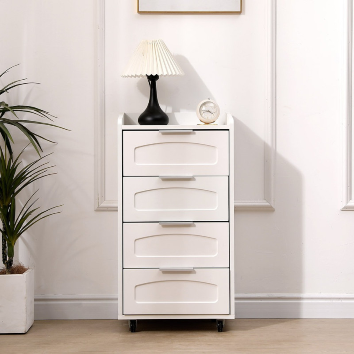 Carrinho Organizador com 4 Gavetas e Rodas para Estética e Casa Móvel Auxiliar de Arrumação Branco 41×73×79,5 cm