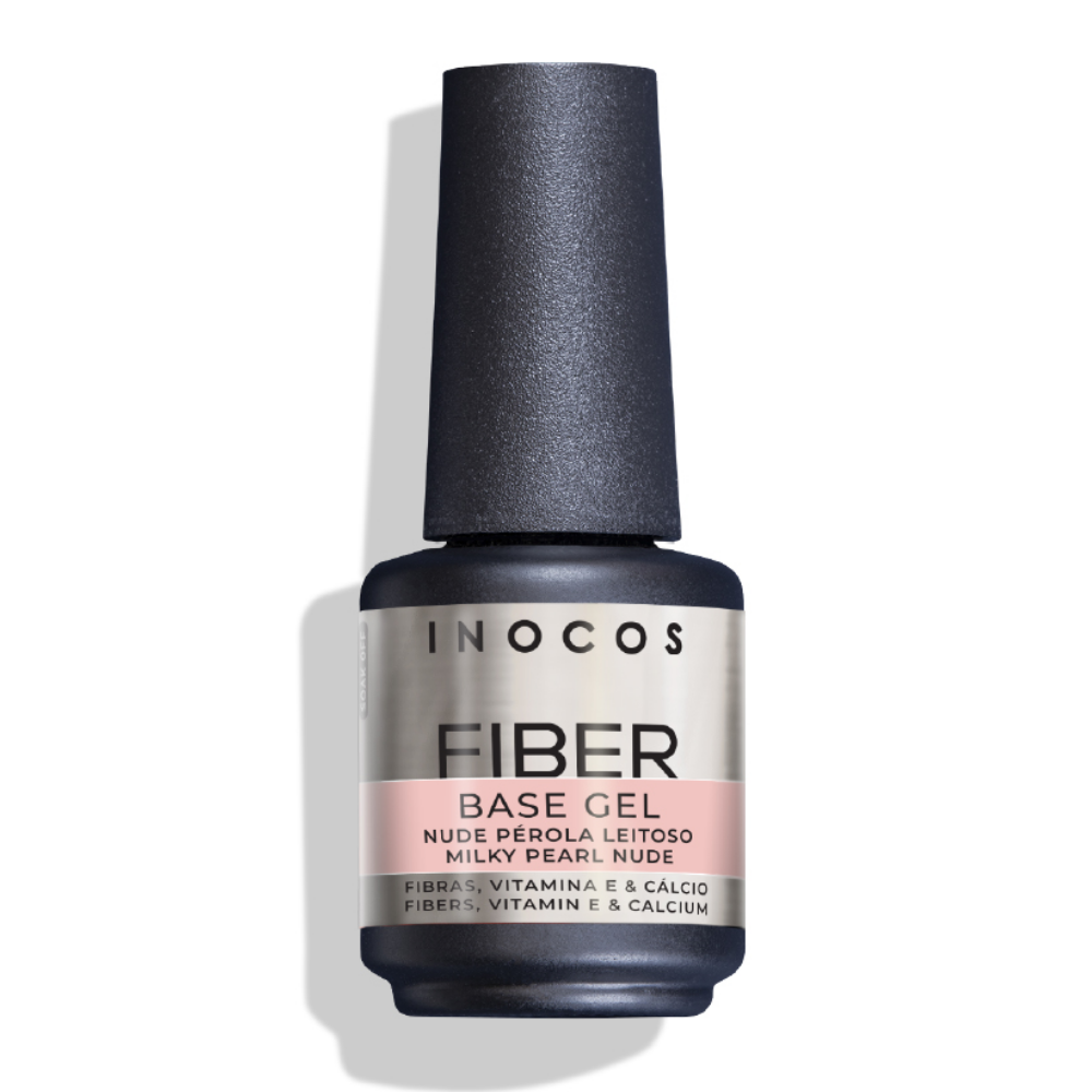 Verniz Gel Fiber Base Cover Nude Pérola Leitoso 15ml - Inocos