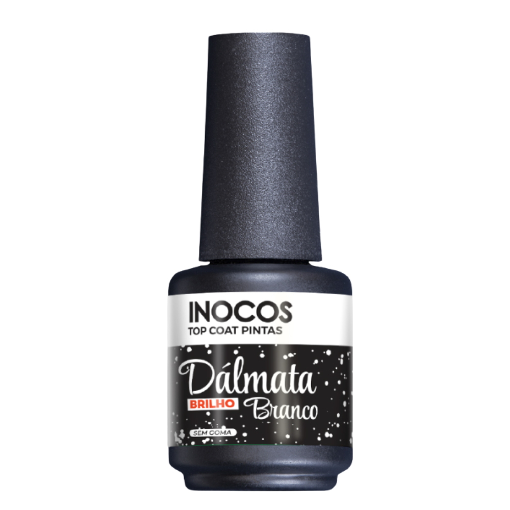 Verniz Gel Top Coat Dálmata Branco Brilho 15ml - Inocos