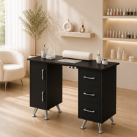 Mesa de manicure profissional 120 cm preto e prata com aspirador de pó para unhas