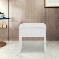 Banco de Touca em Pele Sintética (PU) Branco / Vanity Stool PU Leather White