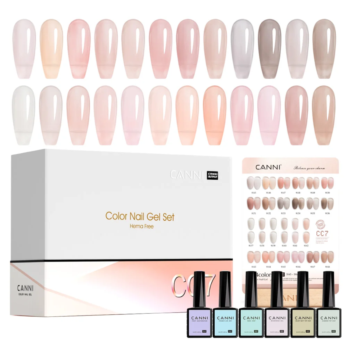 CC7 - 30pcs Gel Polish Kit Translucent Jelly Color - Canni