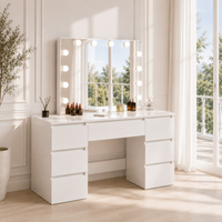 Toucador Hollywood Branco com Espelho LED e Gavetas
