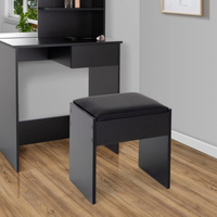 Banco de Touca em Pele Sintetico Preto /  Vanity Stool PU Leather Black