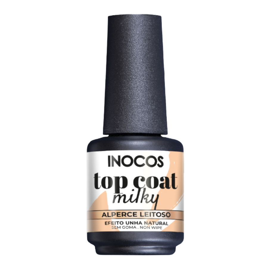Verniz Gel Top Coat Milky Alperce Leitoso 15ml - Inocos