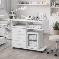 Carrinho móvel profissional branco com 3 gavetas para estética, podologia e spa