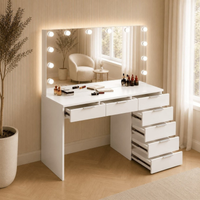 Toucador de Maquilhagem com Espelho Hollywood LED e Gavetas