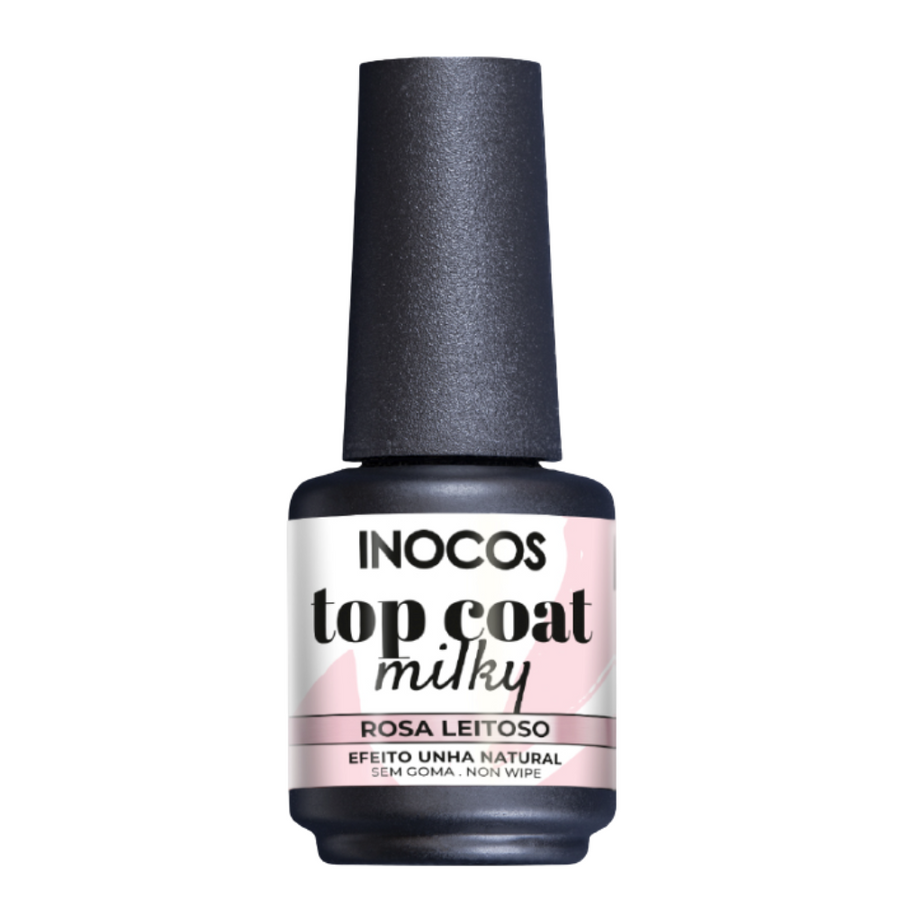 Verniz Gel Top Coat Milky Rosa Leitoso 15ml - Inocos