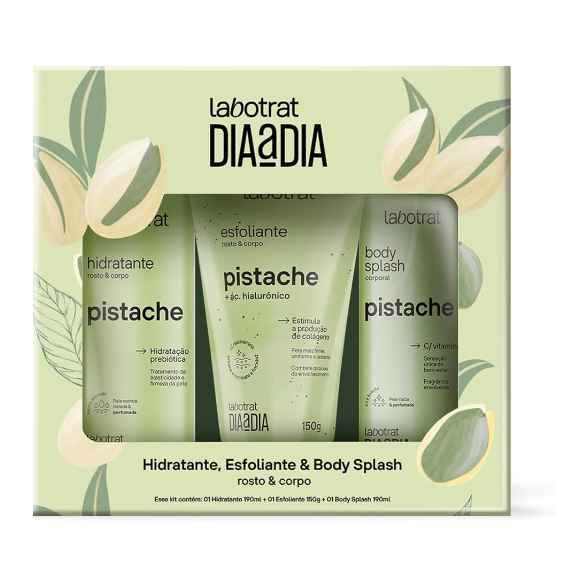 Labotrat - Pack Pistache Hidratante, Esfoliante & Body Splash