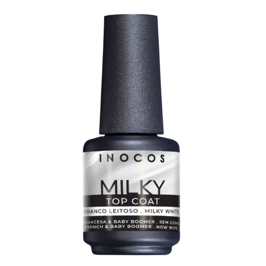 Verniz Gel Top Coat Milky Branco Leitoso 15ml - Inocos