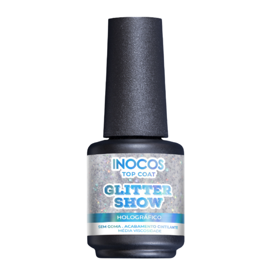 Verniz Gel Top Coat Glitter Holográfico 15ml - Inocos