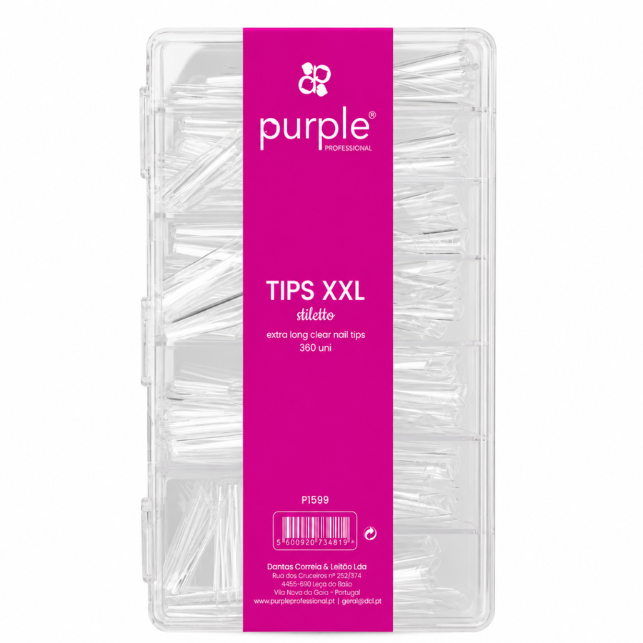 XXL Extra Long Stiletto Clear Nail Tips 360unid - Purple