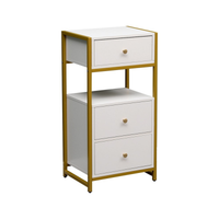 Mesa auxiliar organizadora branco e dourado com 3 gavetas para quarto, casa de banho e salão