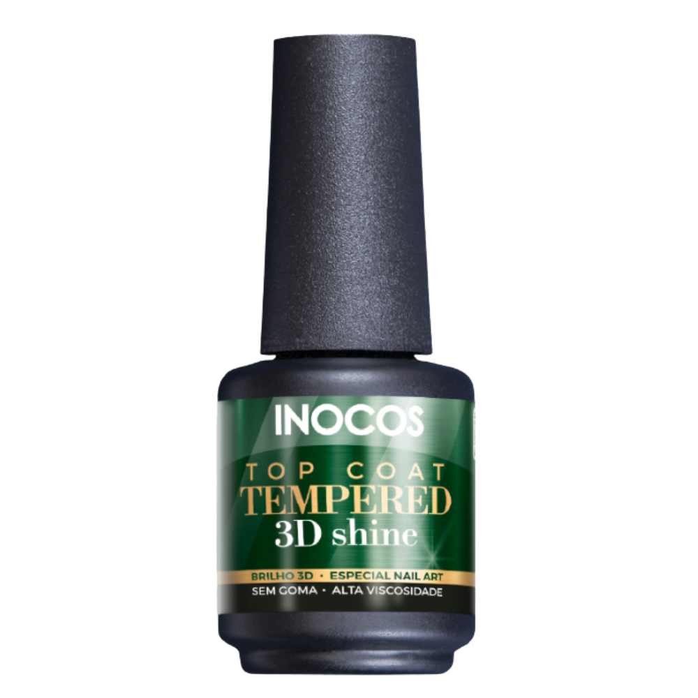 Verniz Gel Top Tempered 3D Shine 15ml - Inocos