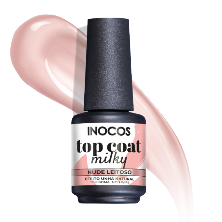 Verniz Gel Top Coat Milky Nude Leitoso 15ml - Inocos