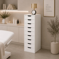 Módulo de arrumação branco com 9 gavetas 116x36x48 cm para casa e salão de beleza