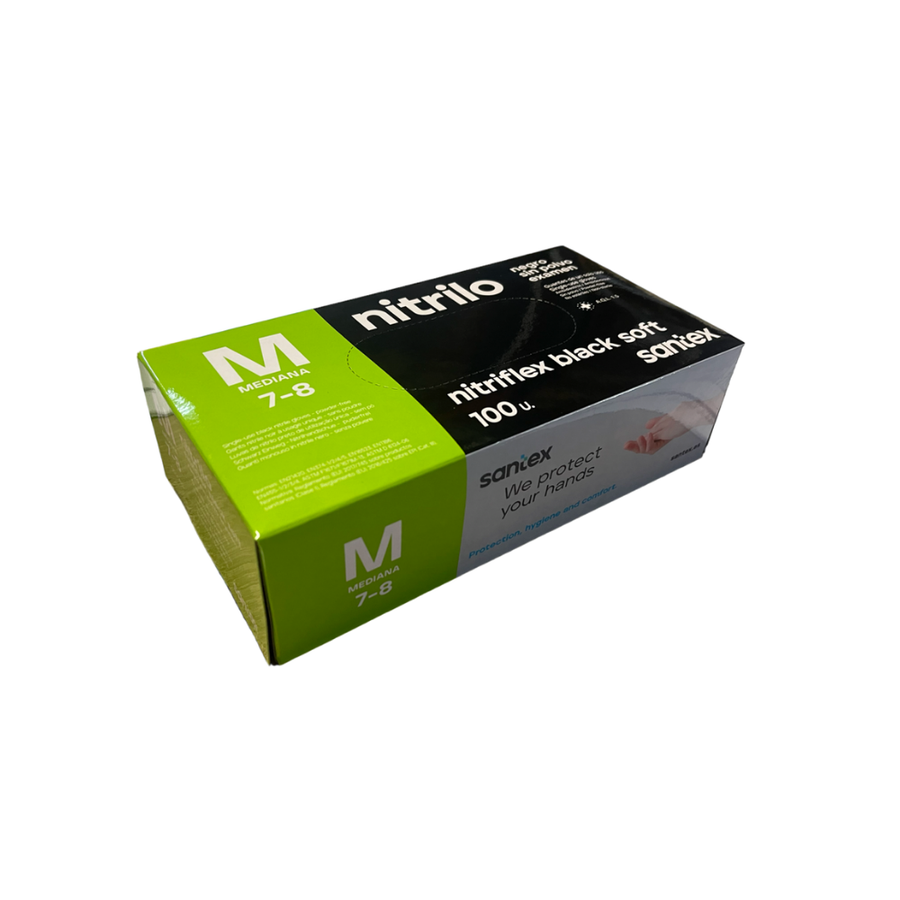Luvas em Nitrilo Preto M - Santex