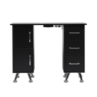 Mesa de manicure profissional 120 cm preto e prata com aspirador de pó para unhas