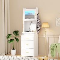 Toucador de maquilhagem de luxo com espelho LED e arrumação para salão de beleza