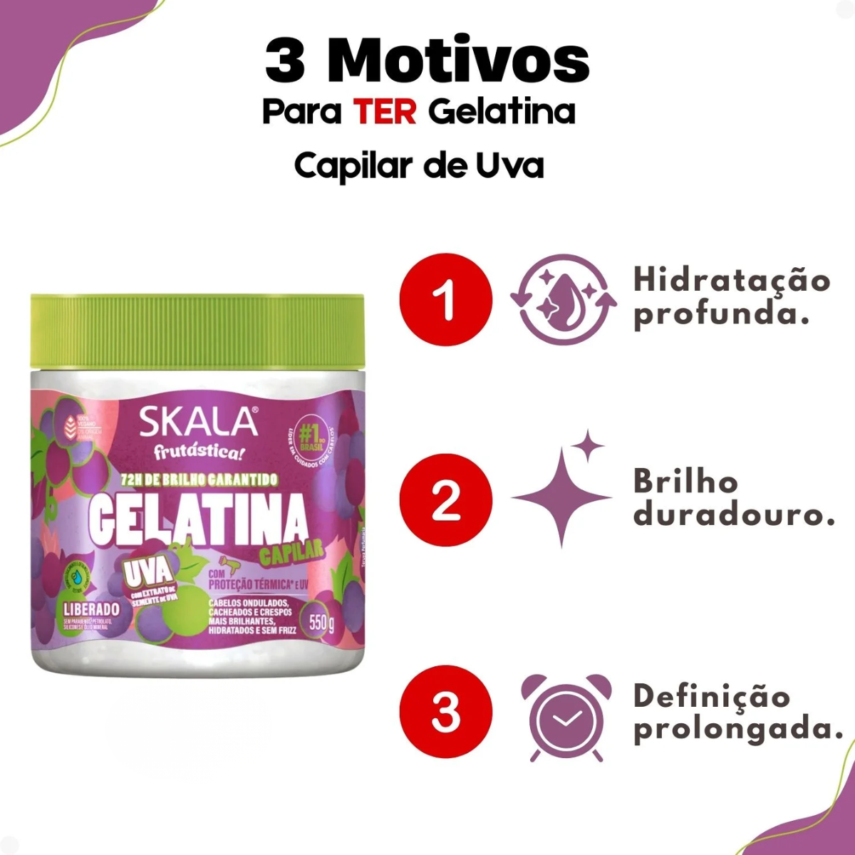Skala Fruitastic - Gelatina Capilar Uva 550 g