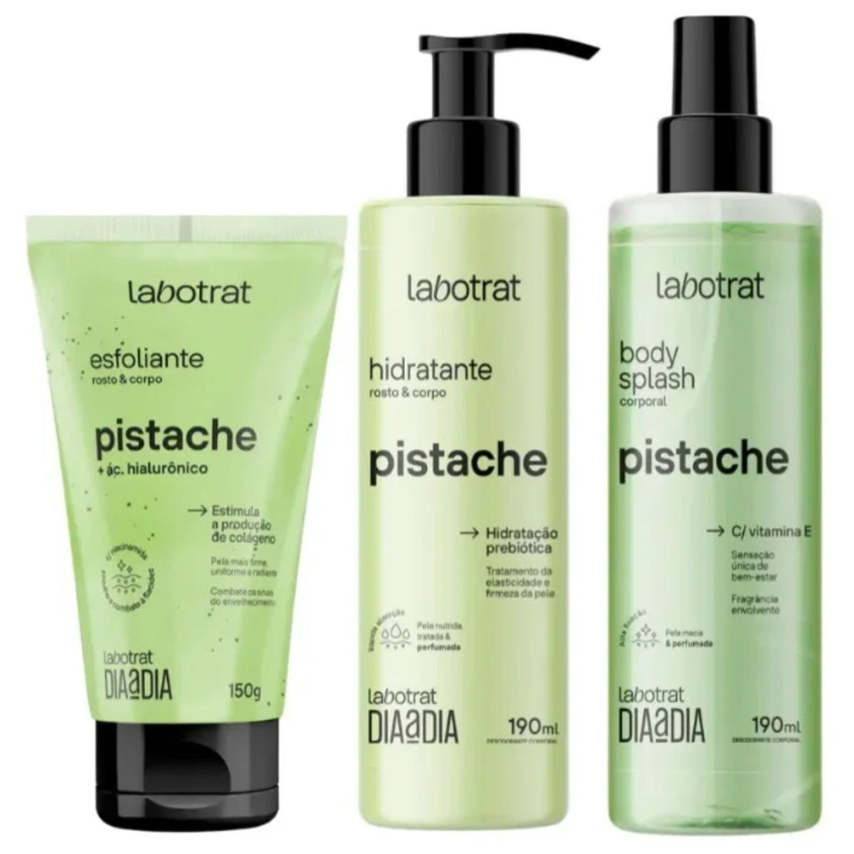 Labotrat - Pack Pistache Hidratante, Esfoliante & Body Splash