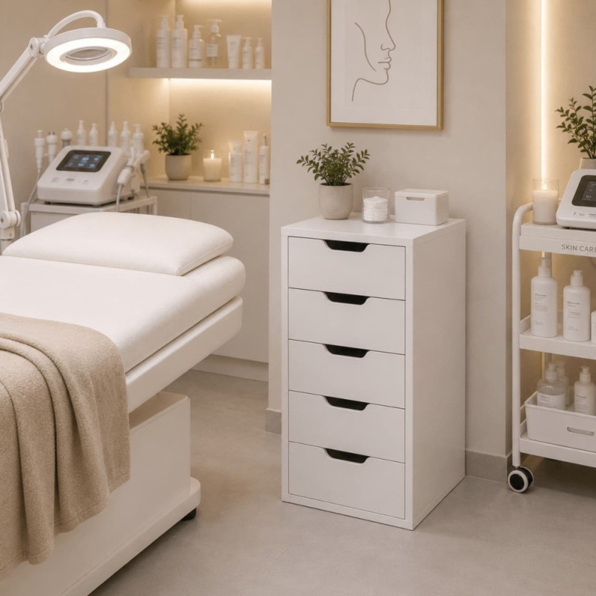 Módulo de arrumação moderno com 5 gavetas 70x36x58 cm para casa e salão de beleza