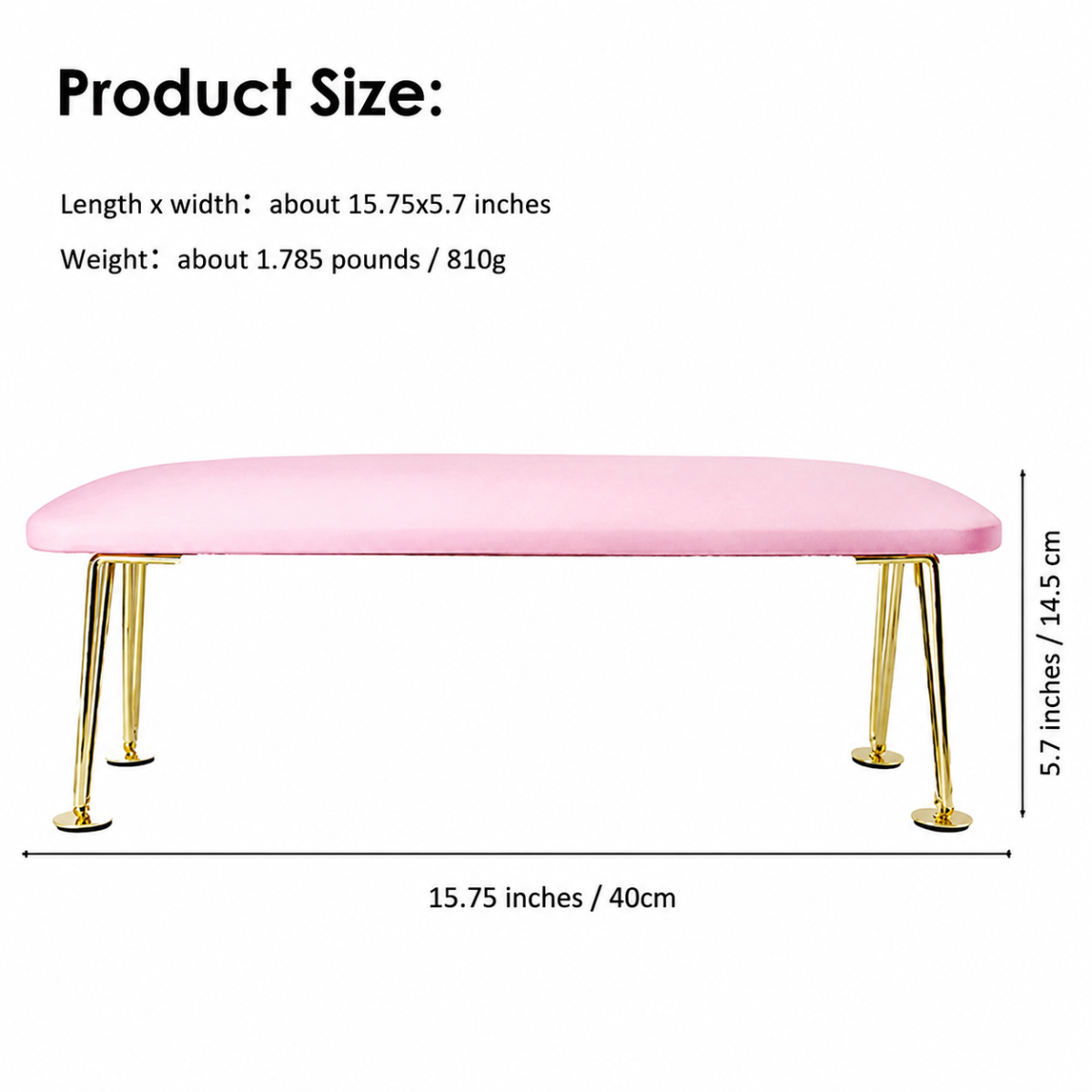 poio de Braço para Manicure em Rosa e Dourado