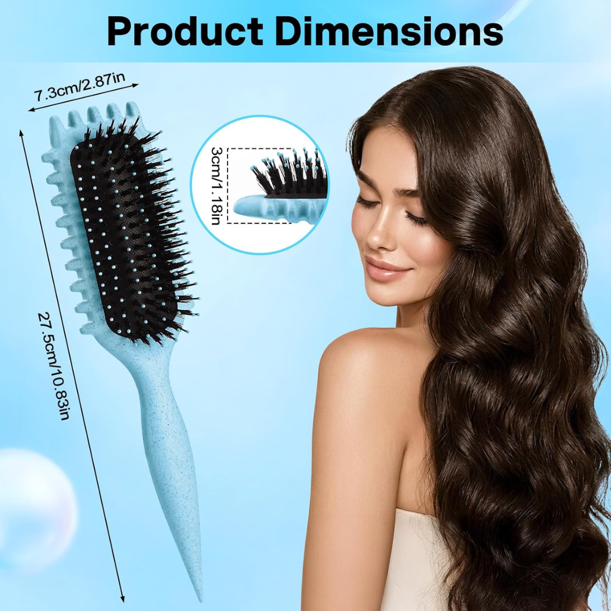 Curly Hair Brush Styling Azul