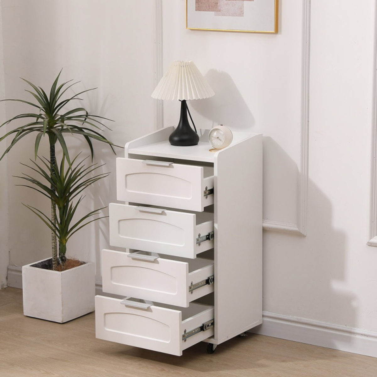 Carrinho Organizador com 4 Gavetas e Rodas para Estética e Casa Móvel Auxiliar de Arrumação Branco 41×73×79,5 cm
