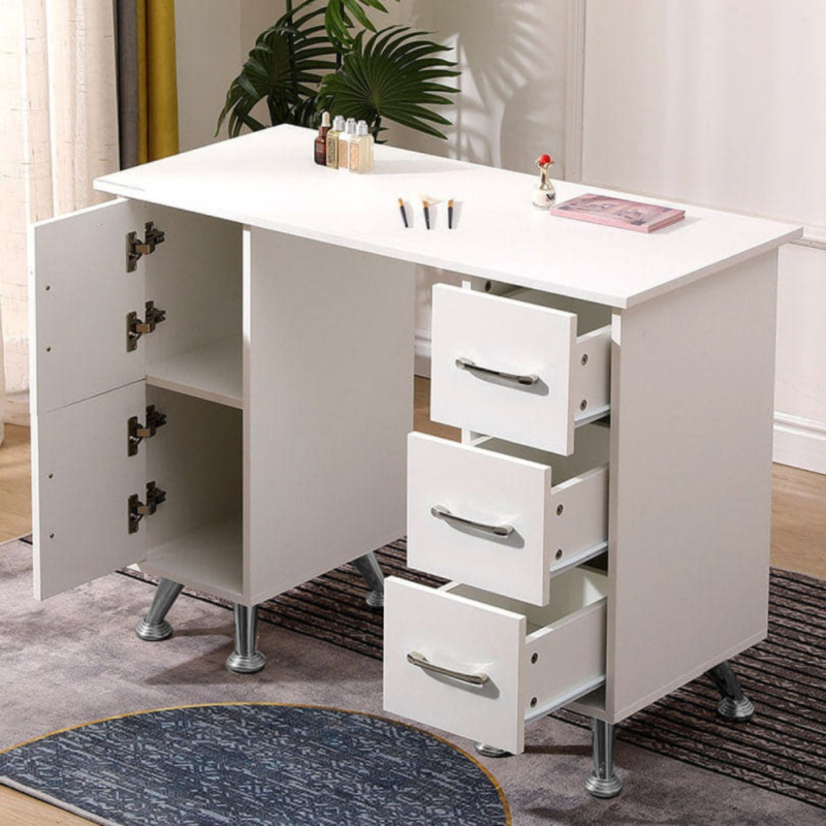 Mesa de Manicure e Estética com Gavetas Secretária de Trabalho para Unhas e Escritório 120cm