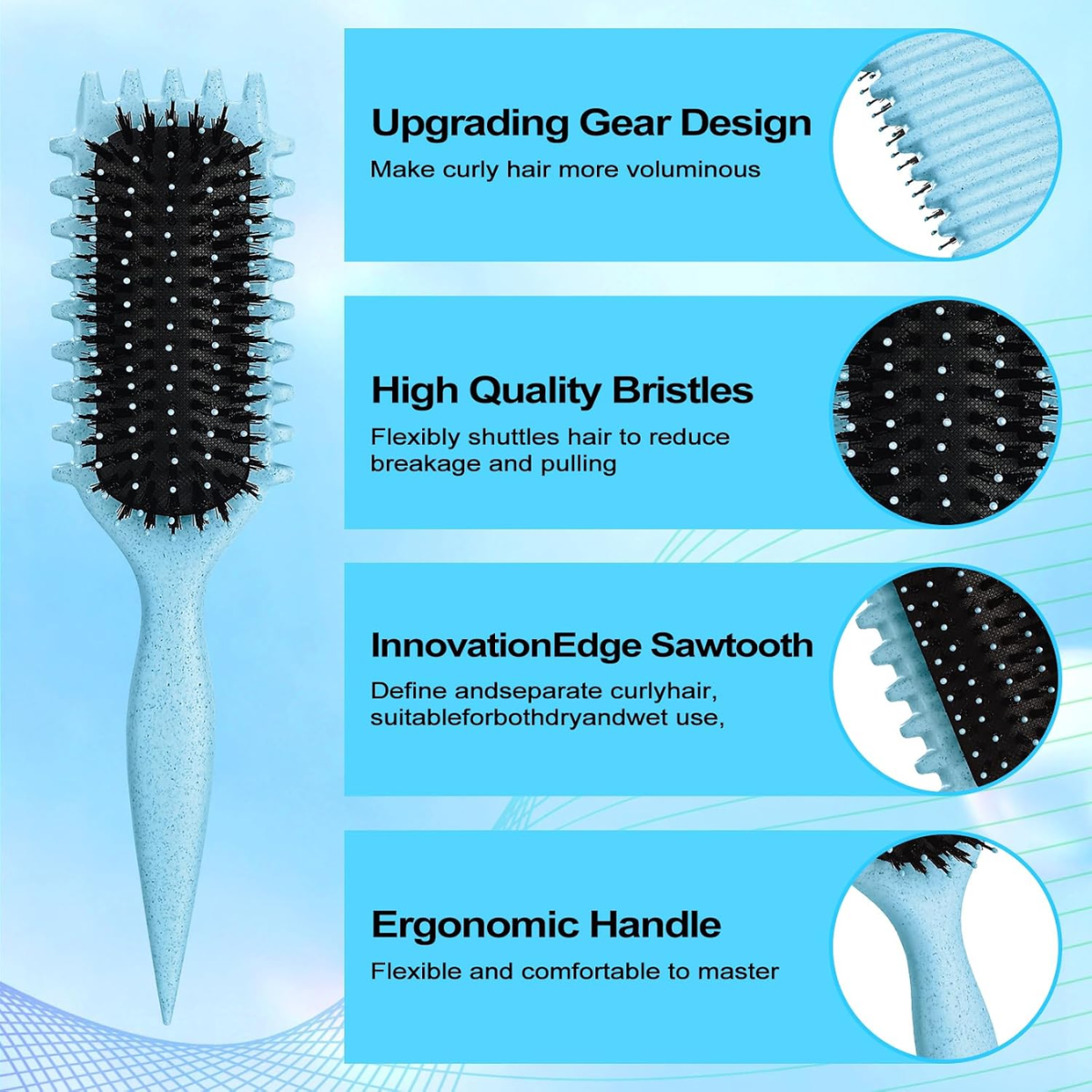 Curly Hair Brush Styling Azul
