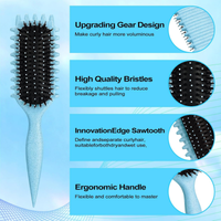 Curly Hair Brush Styling Azul