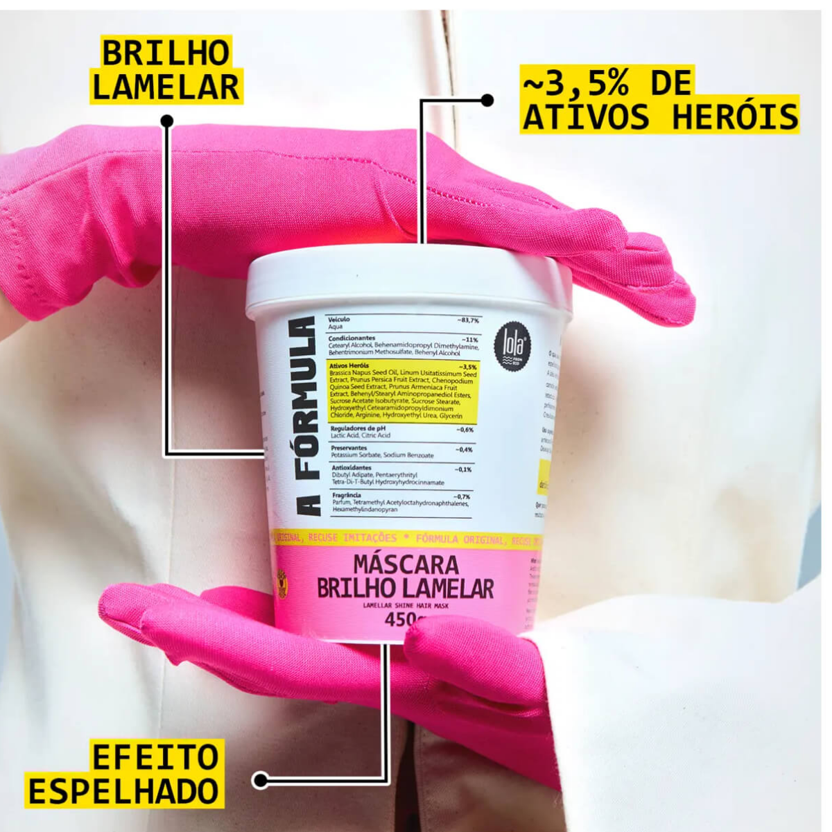 Máscara Brilho Lamelar 450g - Lola Cosmetics